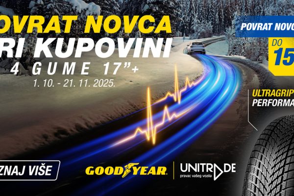 VRHUNSKA ZIMSKA UŠTEDA: Uz nove Goodyear gume povrat novca do 150 KM!